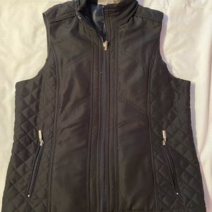 Ladies quilted-look vest, black, size medium